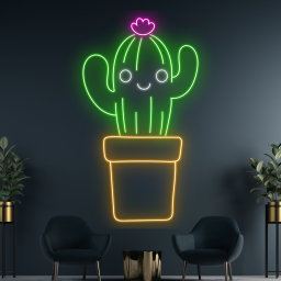 Succulent With Flower Neon Signs Plan Flower Shop Wall Decor