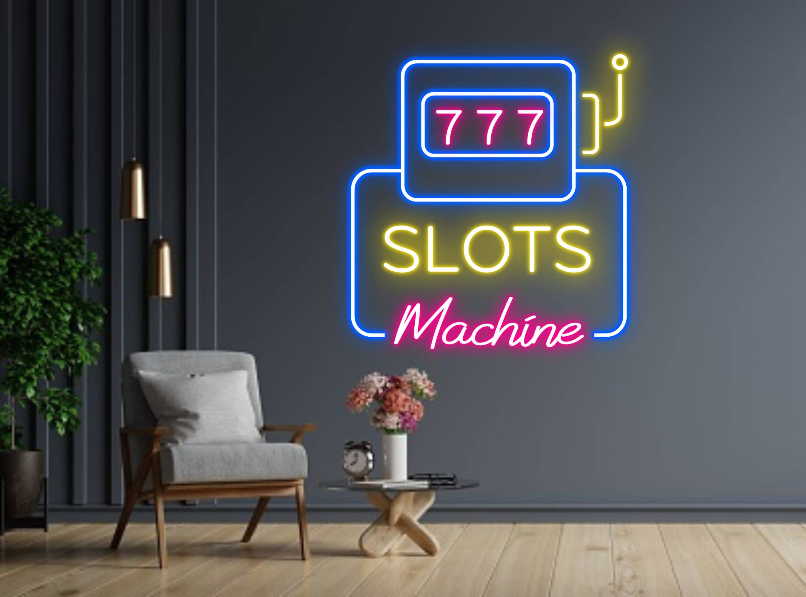 Slot Machine Neon Sign Casino Decoration