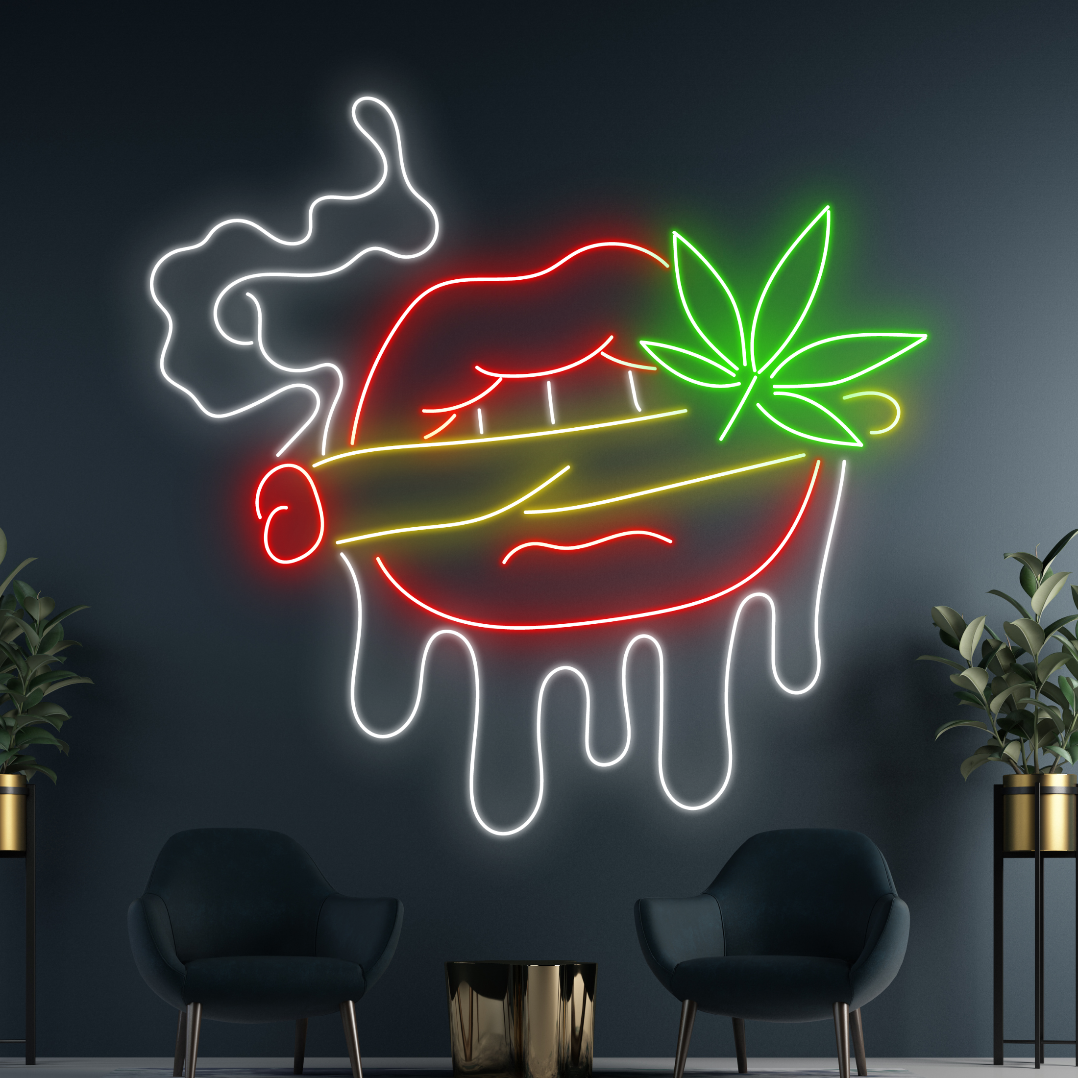 Sexy Lips Smoking Neon Signs Abstract Art Lights Decor Bar