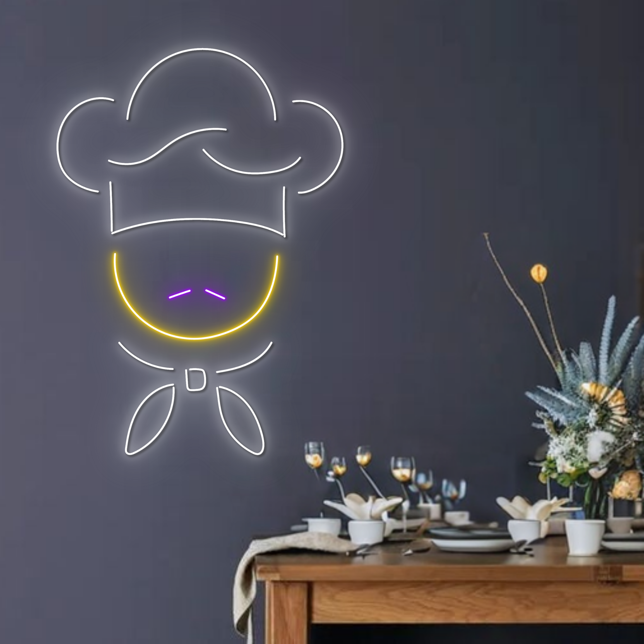 Chef Neon Sign Restaurant Logo Signboard Long-lasting Decor