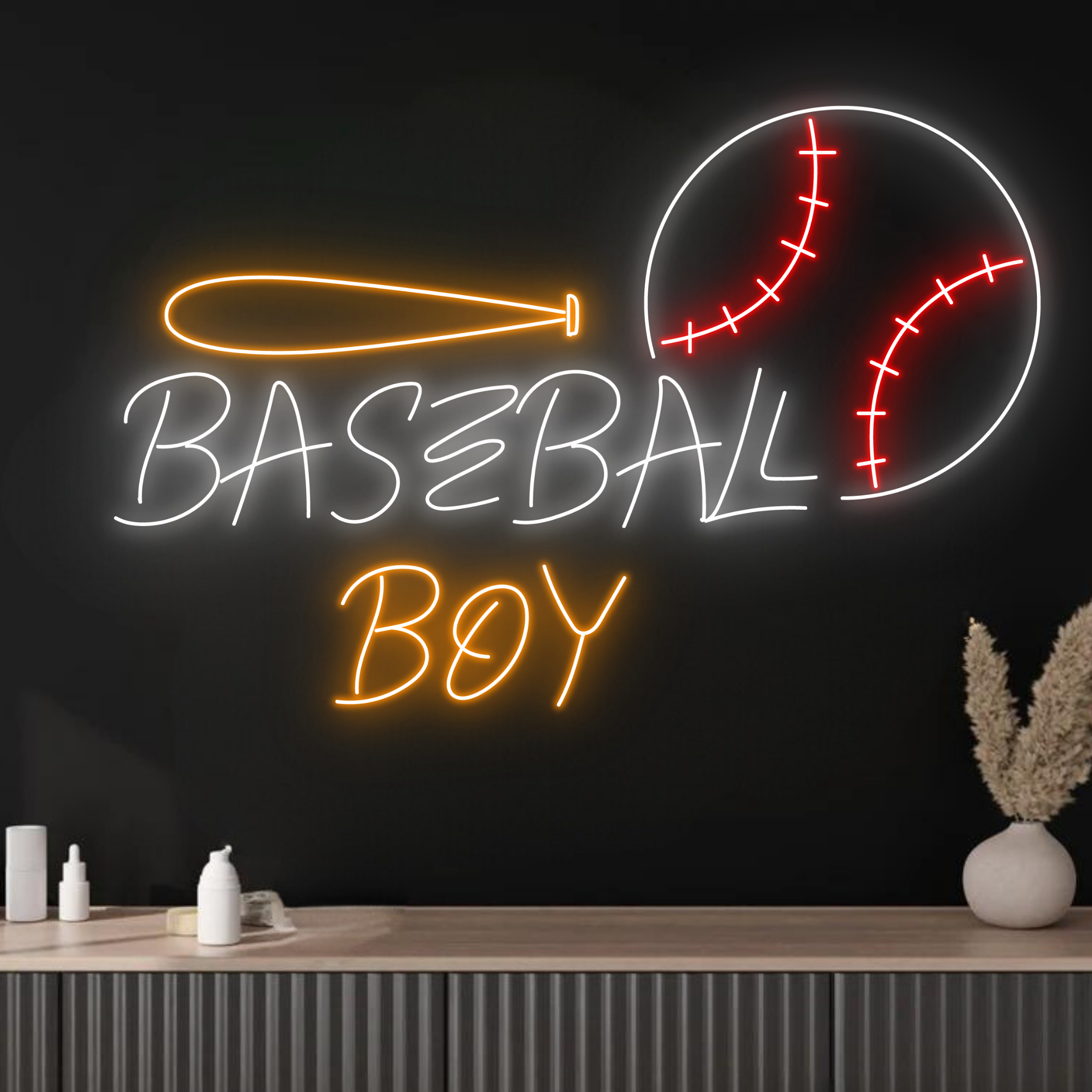 Baseball Boy Neon Neon Sign Baseball Club Fan Sport Decor