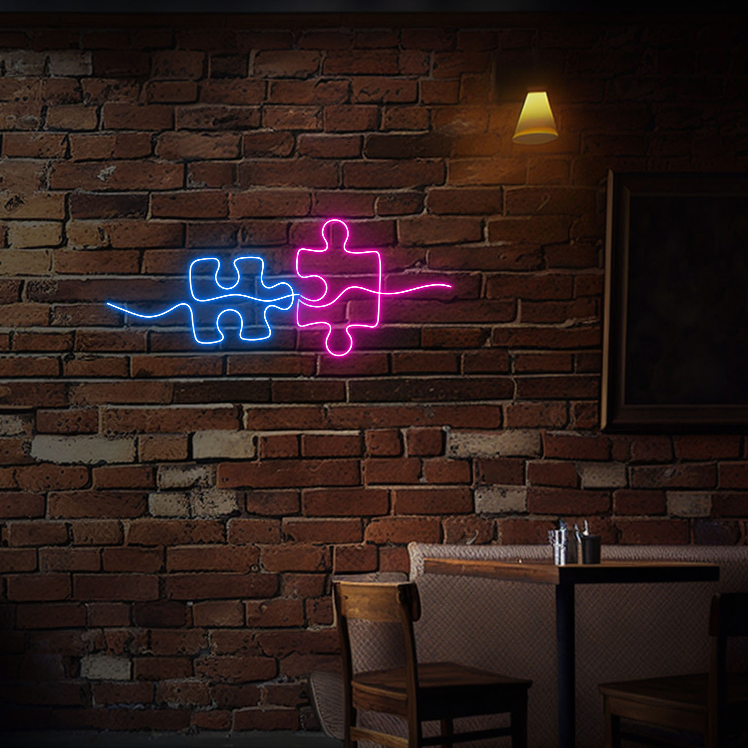 Puzzle Neon Sign Line Art Wall Decor