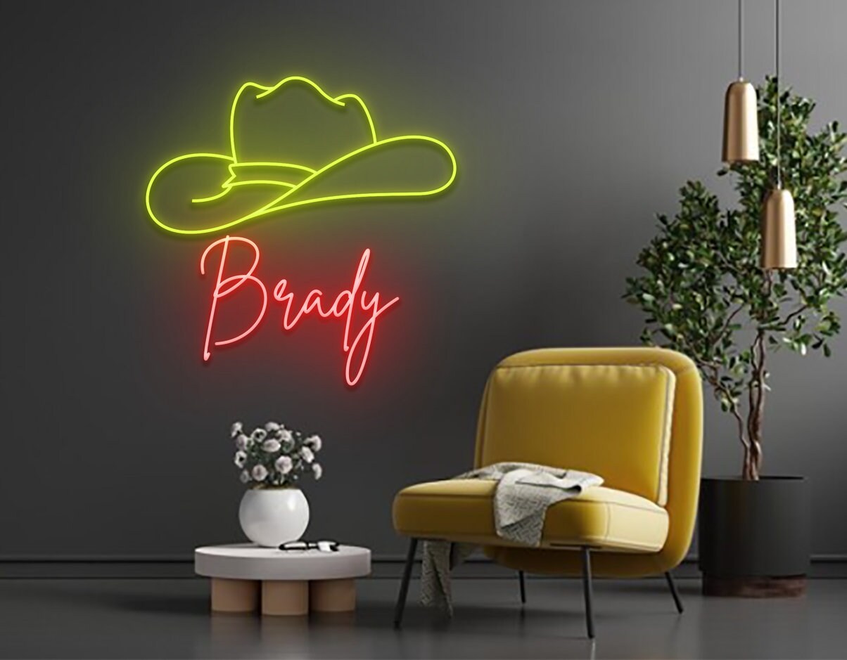 Custom Name Cowboy Hat Neon Sign Wall Decoration Gift