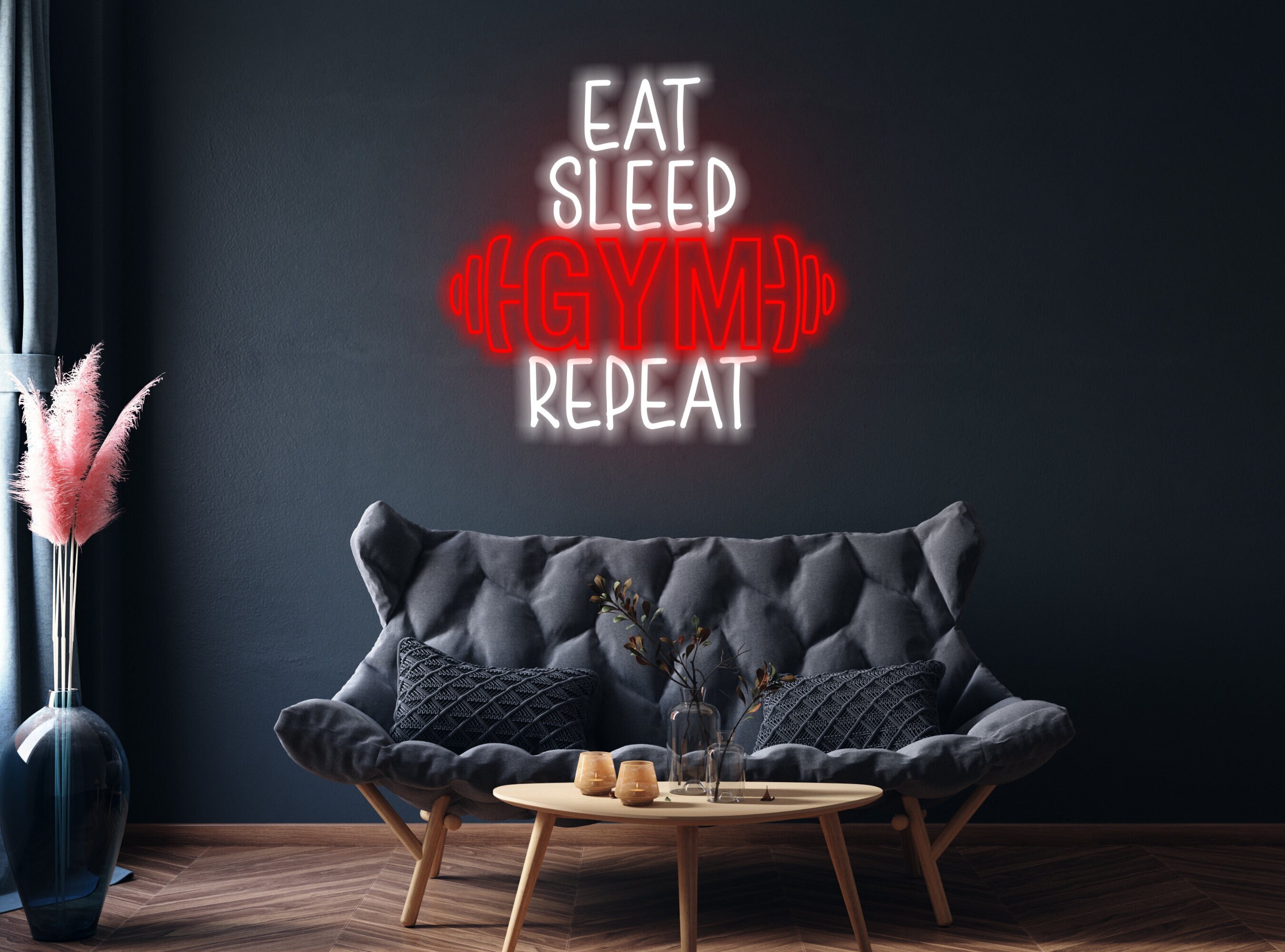 Eat Sleep Gym Repeat Neon Sign Sport Art