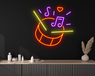 Drum Neon Sign Musical Instrument Wall Art