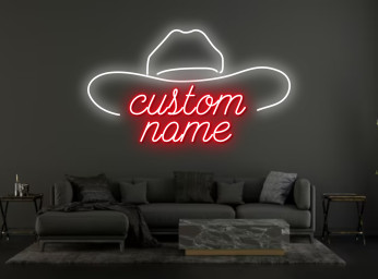 Custom Name Cowboy Hat Neon Sign Wall Decor
