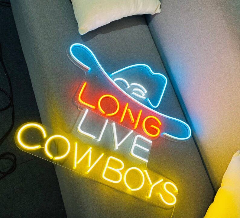 Long Live Cowboys Neon Sign Retro Decor