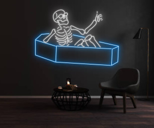 Cool Skull In Coffin Neon Sign