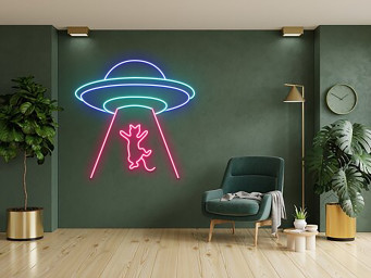 UFO Astronaut Cute Cat Neon Signs Wall Decoration