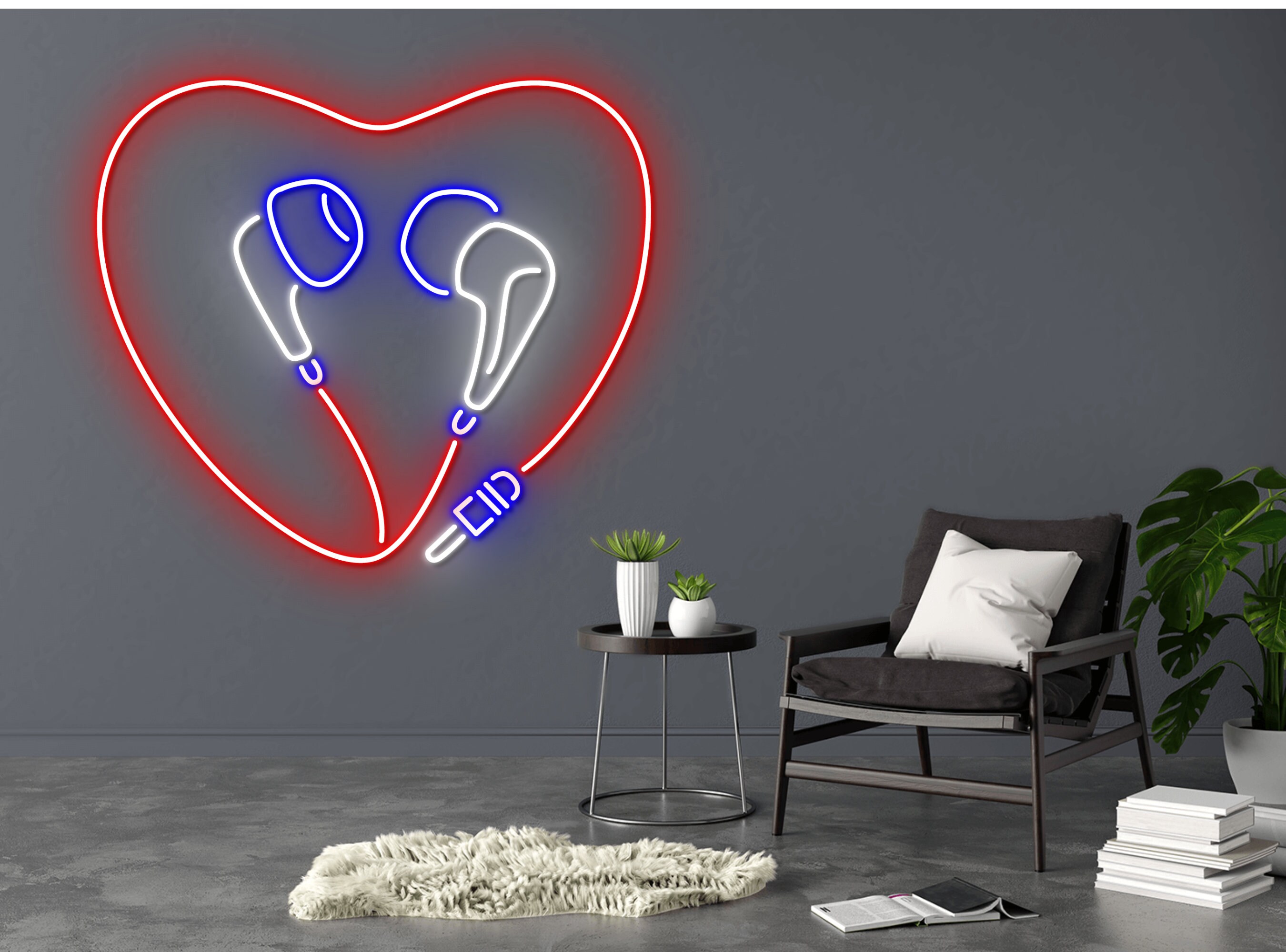 Colorful Earphone Neon Sign Home Wall Decor