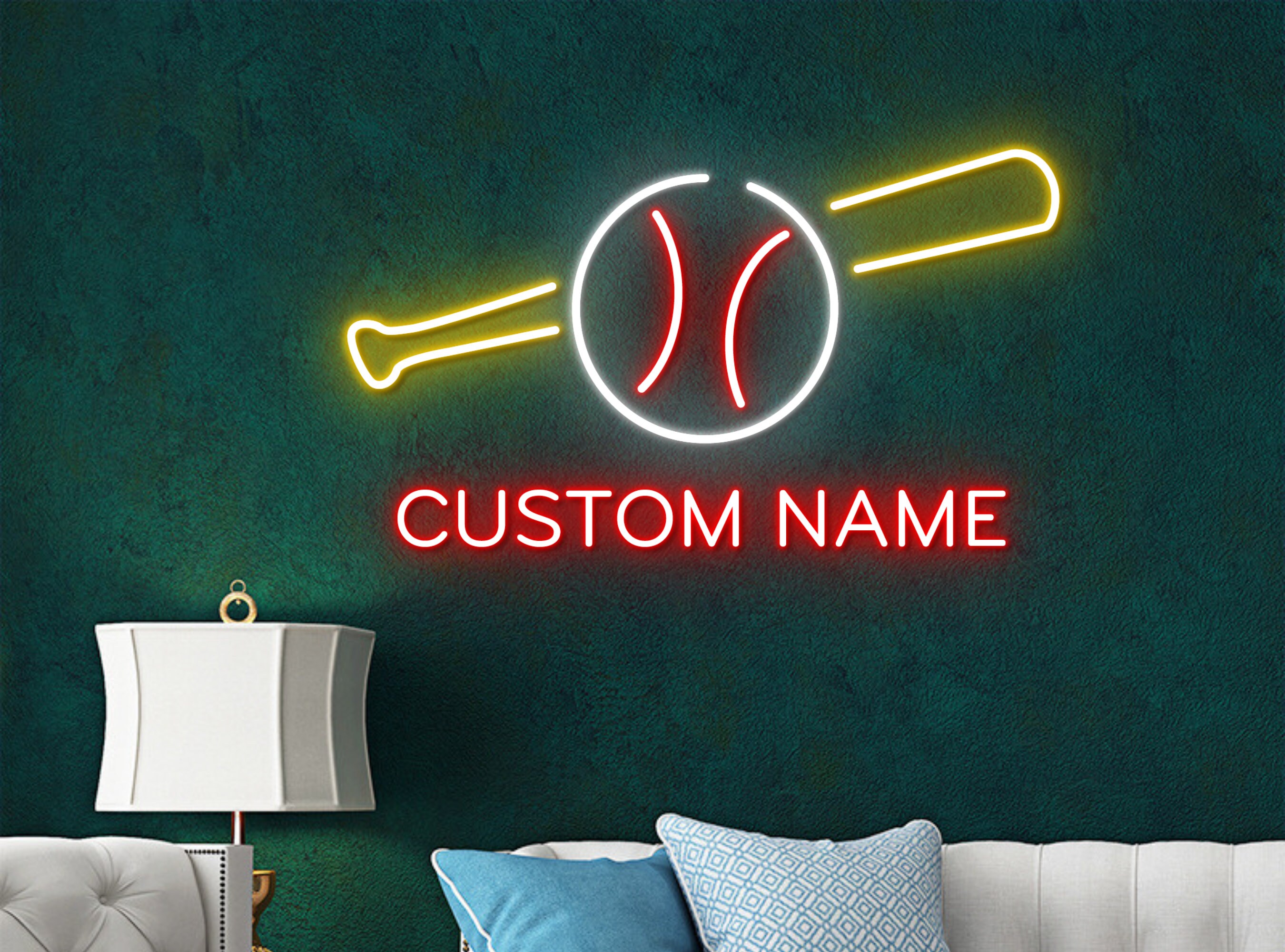 Custom Name Baseball Neon Sign Wall Art Decor