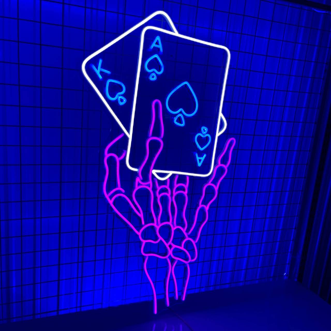 Skull Poker Neon Sign Art Wall Decor