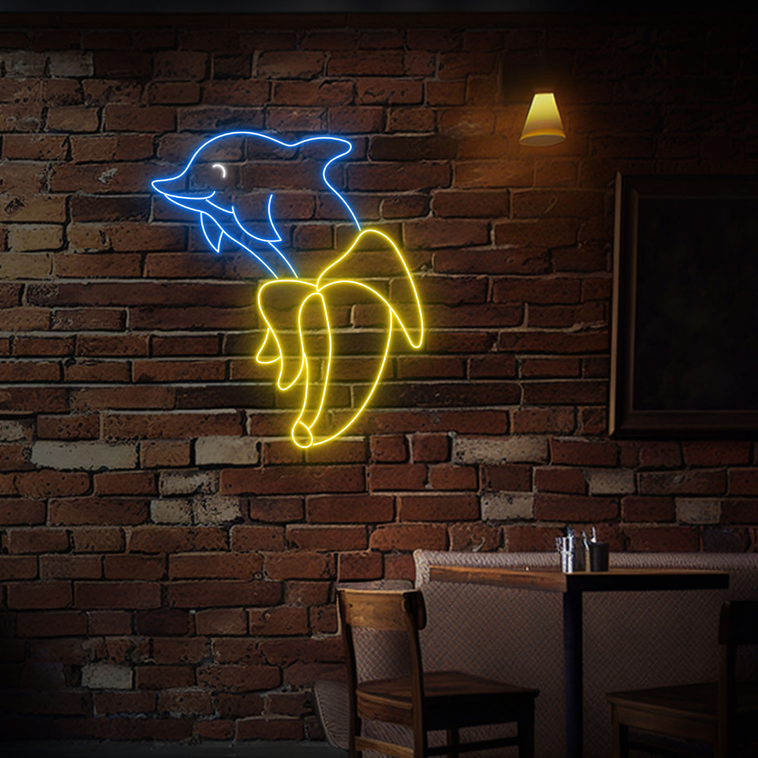 Dolphin Banana Neon Sign Cute Animal Wall Art Decor