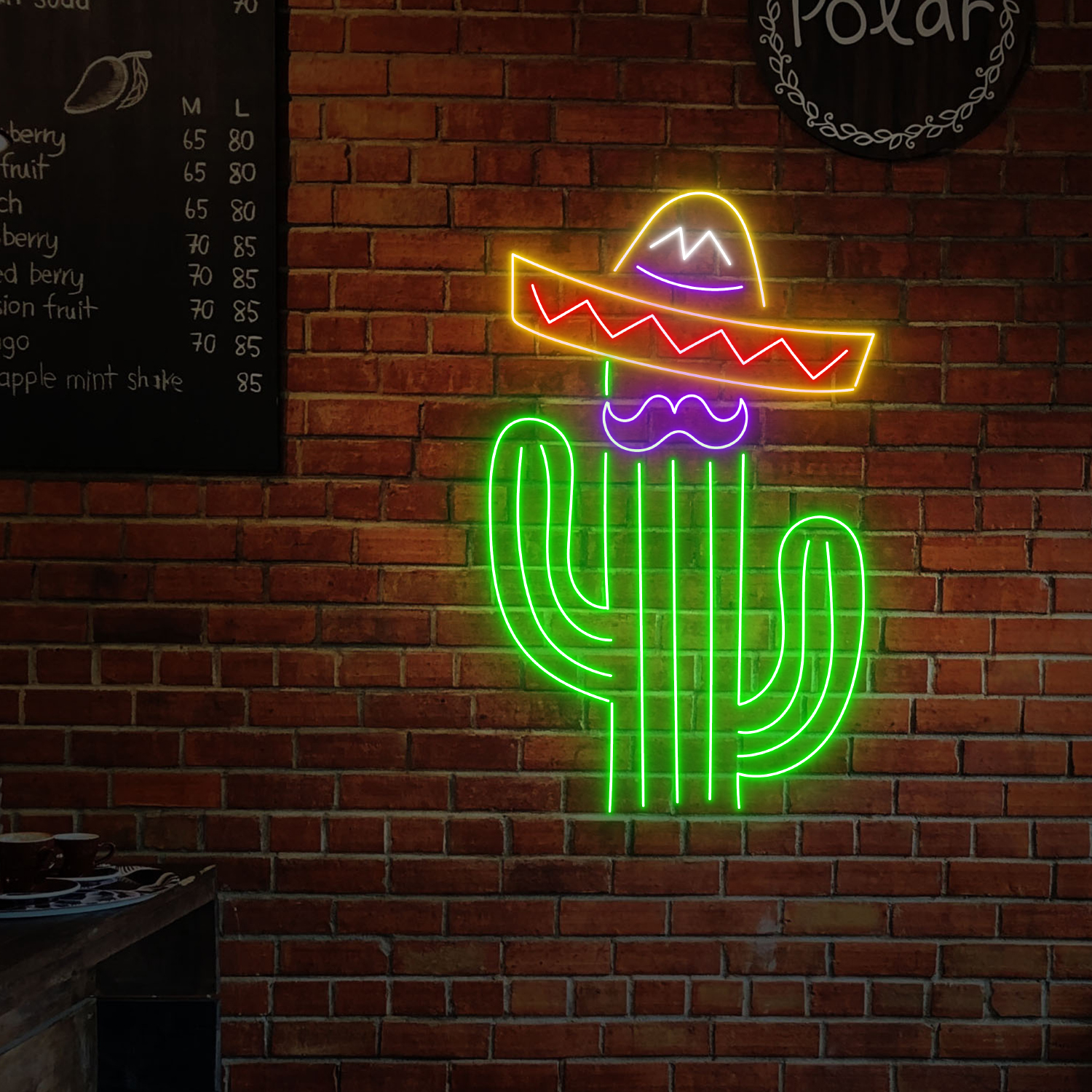 Mexican Sombrero Cactus Neon Sign