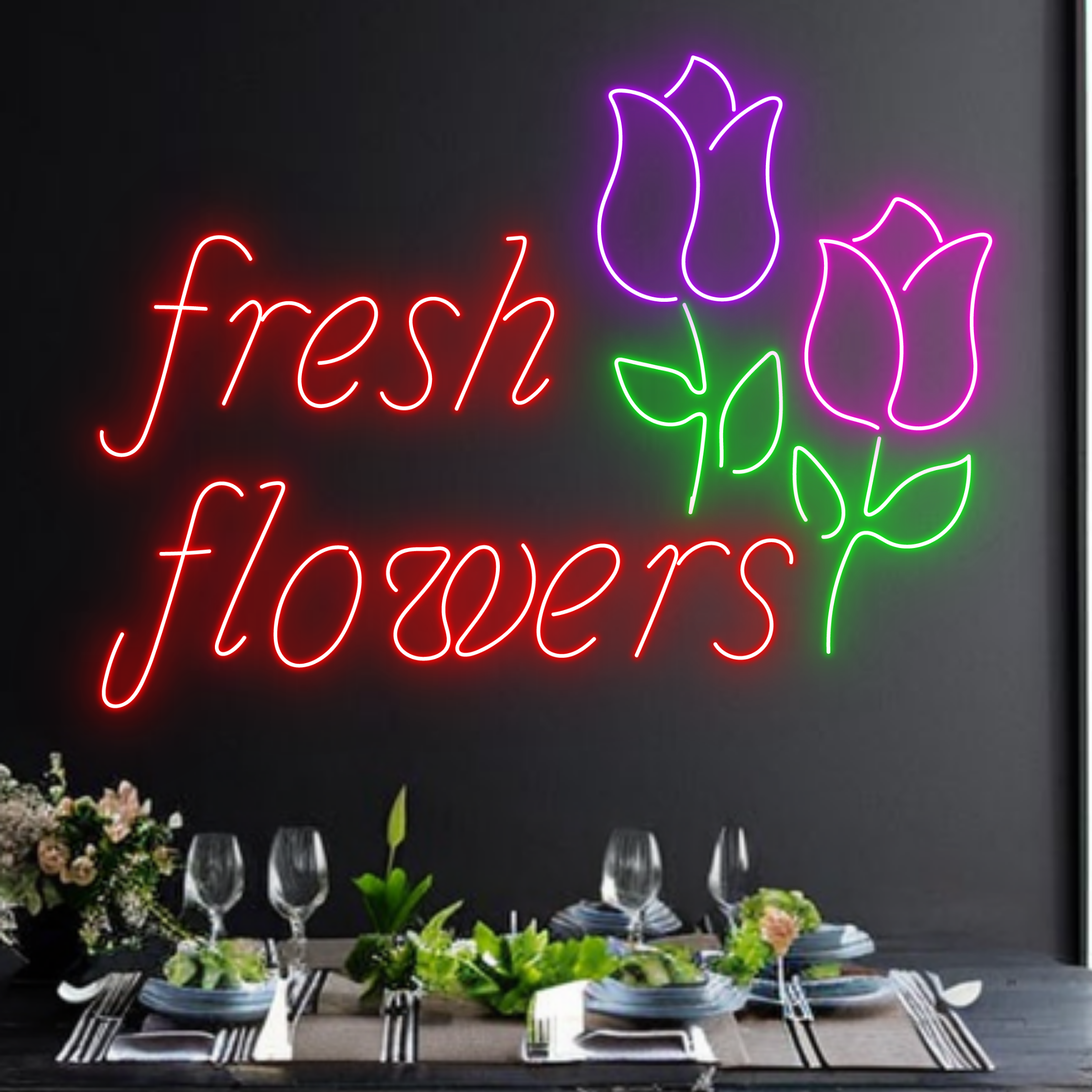 Fresh Flowers Neon Signs Flower Shop Wall Decor Signboard