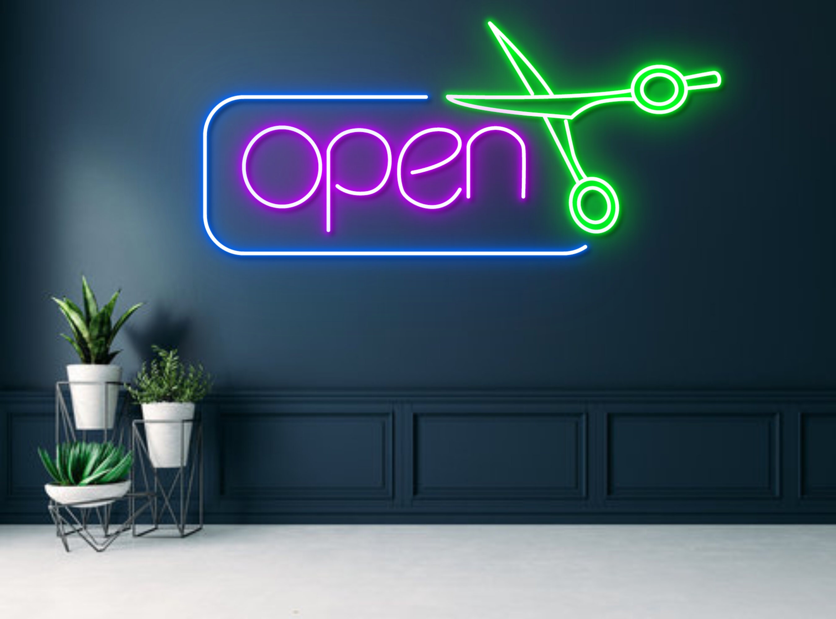 Open Barber Shop Neon Sign