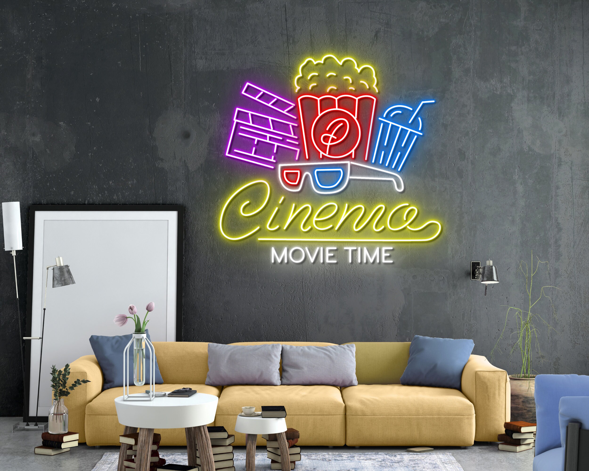 Popcorn Paper Box Neon Sign