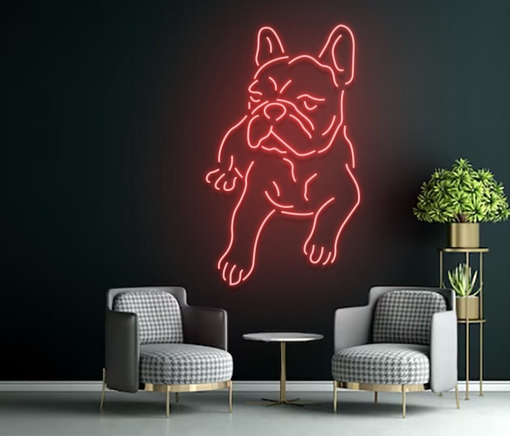 Angry Face French Bulldog Neon Sign