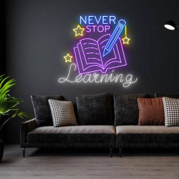 Never Stop Learning Neon Sign School Wall Art Decor