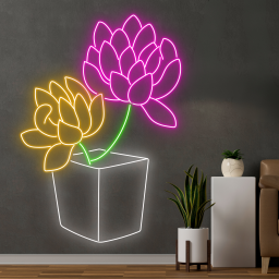 Succulent Flowers Neon Signs Plan Flower Shop Wall Decor