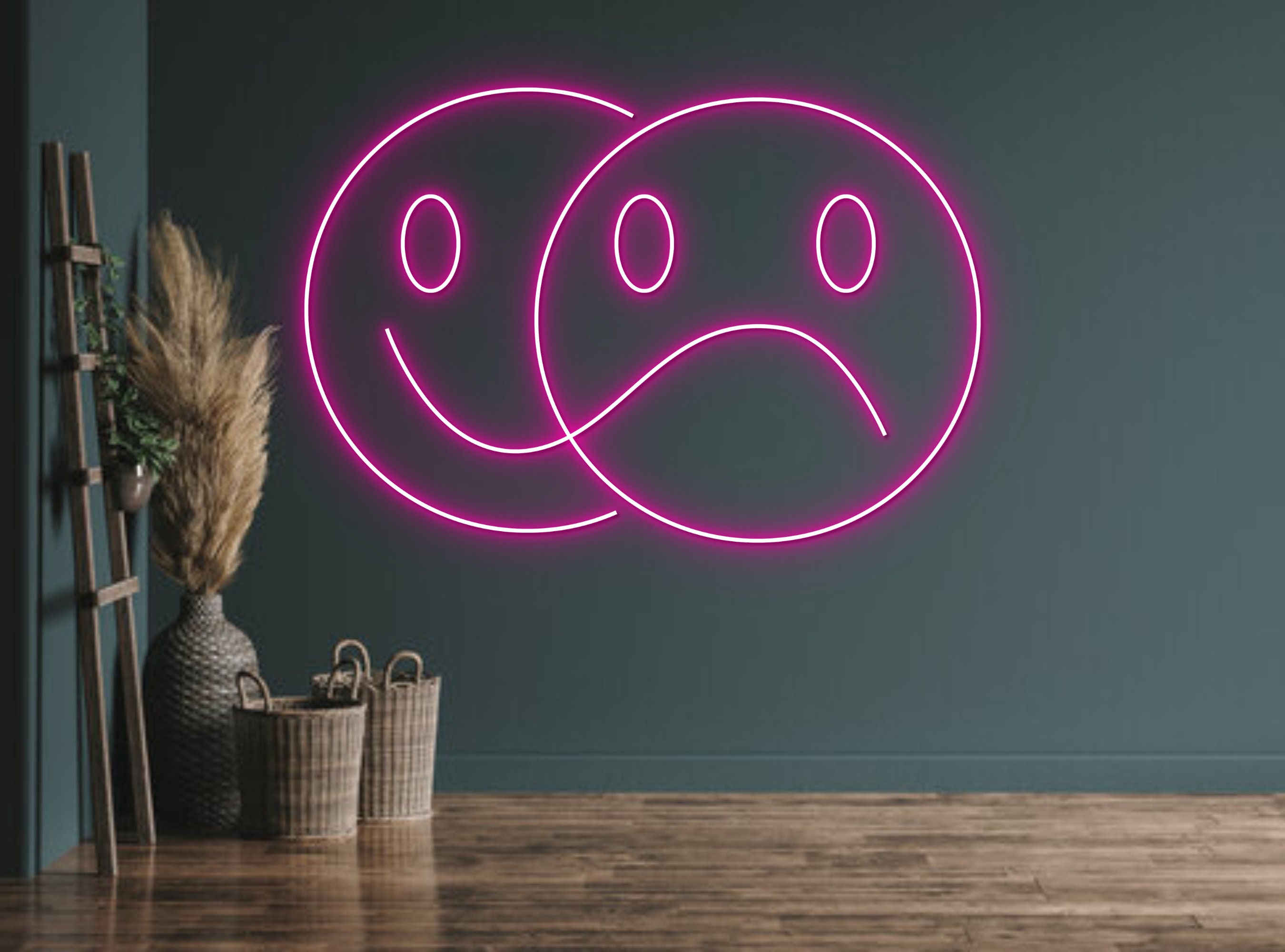 Smiley Sad Face Logo Neon Sign