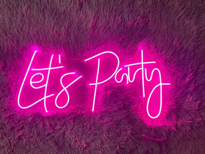 Let's Party Neon Sign Pool Birthday Par Pub Decor