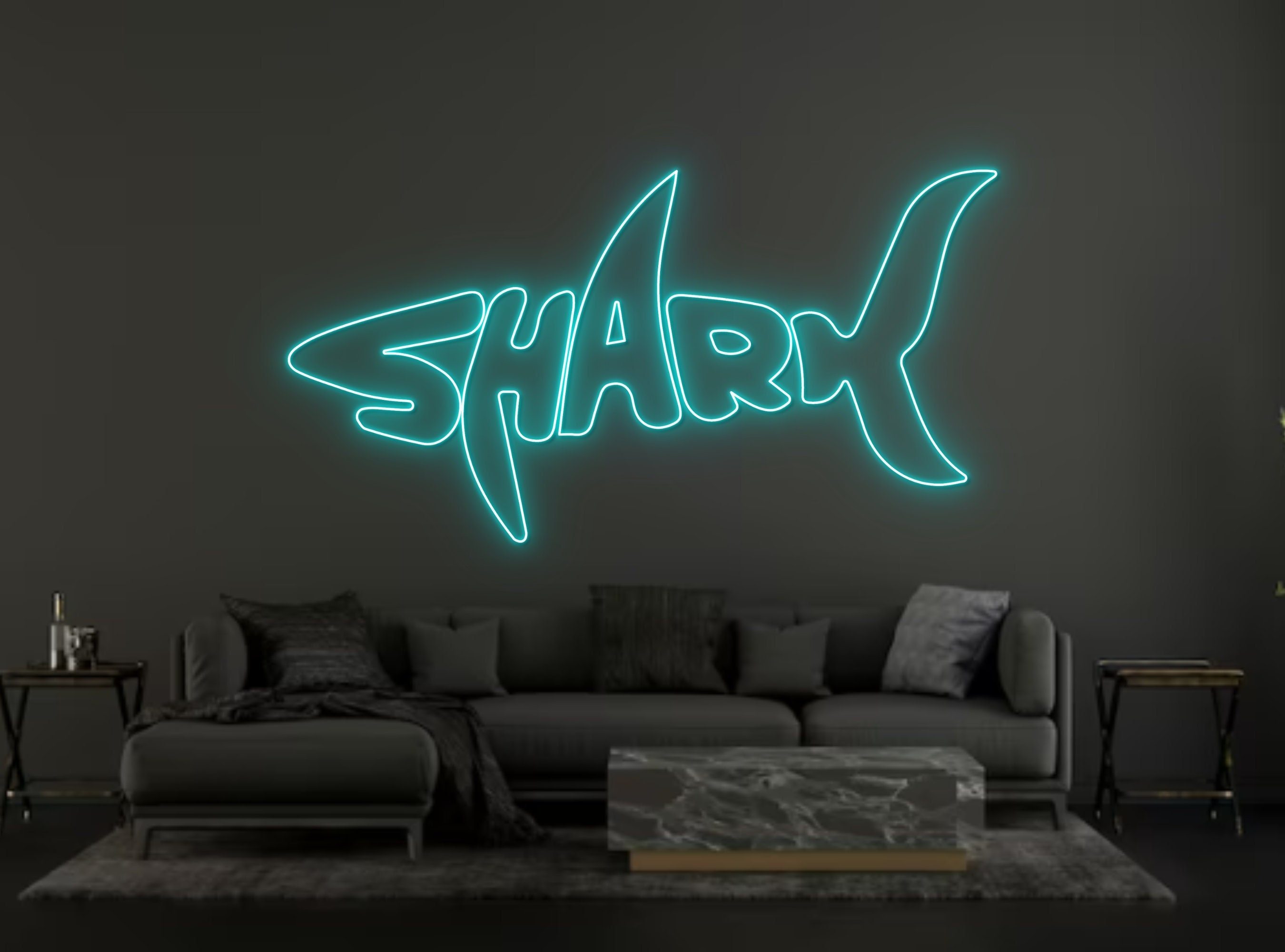 Shark Logo Neon Sign Wall Art Decor Gift