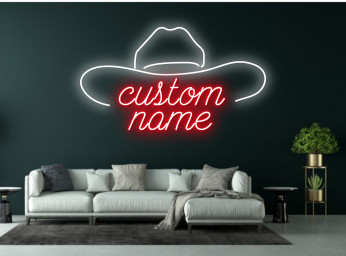 Custom Name Cowboy Hat Neon Sign Wall Decor