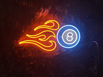 Billiard Neon Sign Billiard Fire