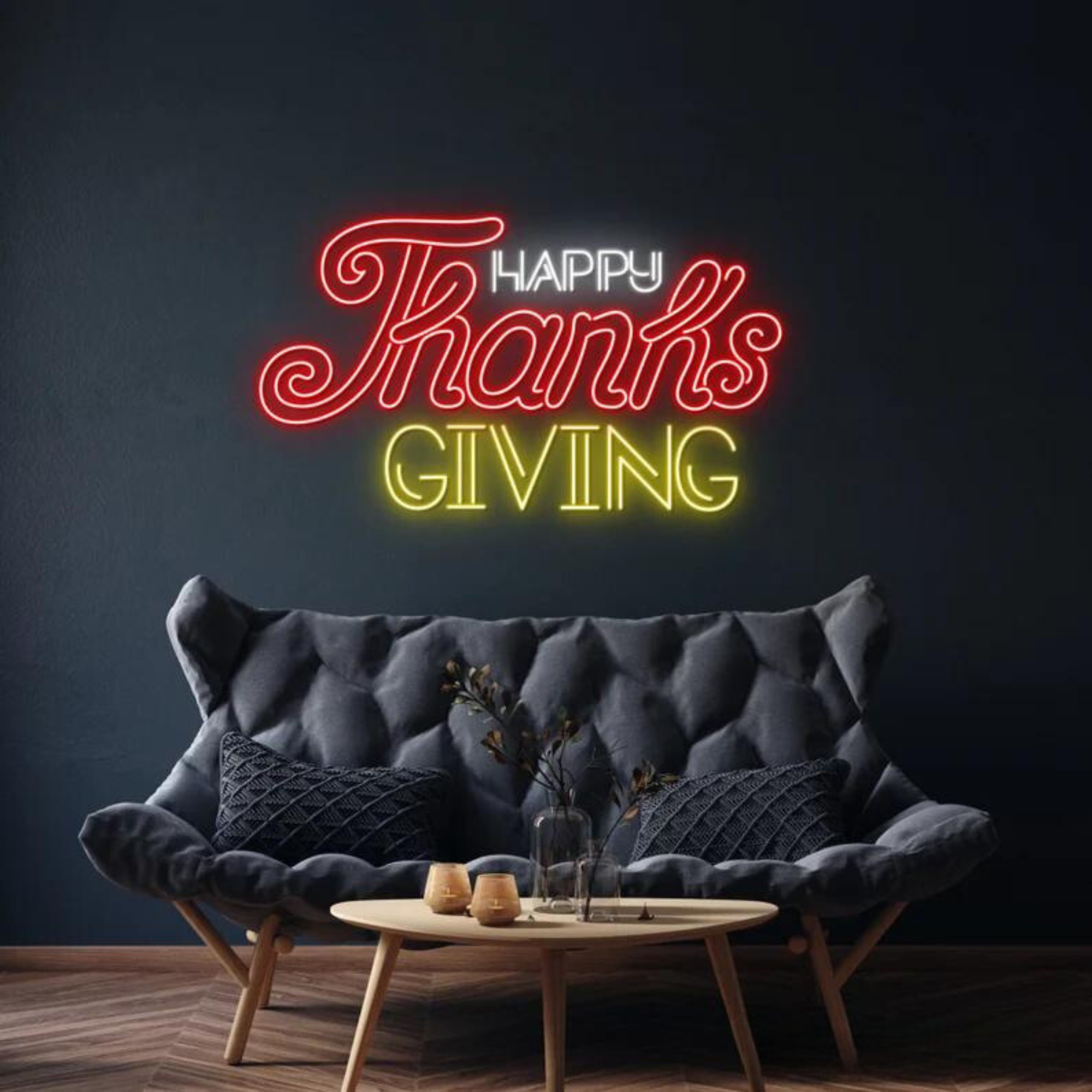 Basic Happy Thanksgiving Neon Sign