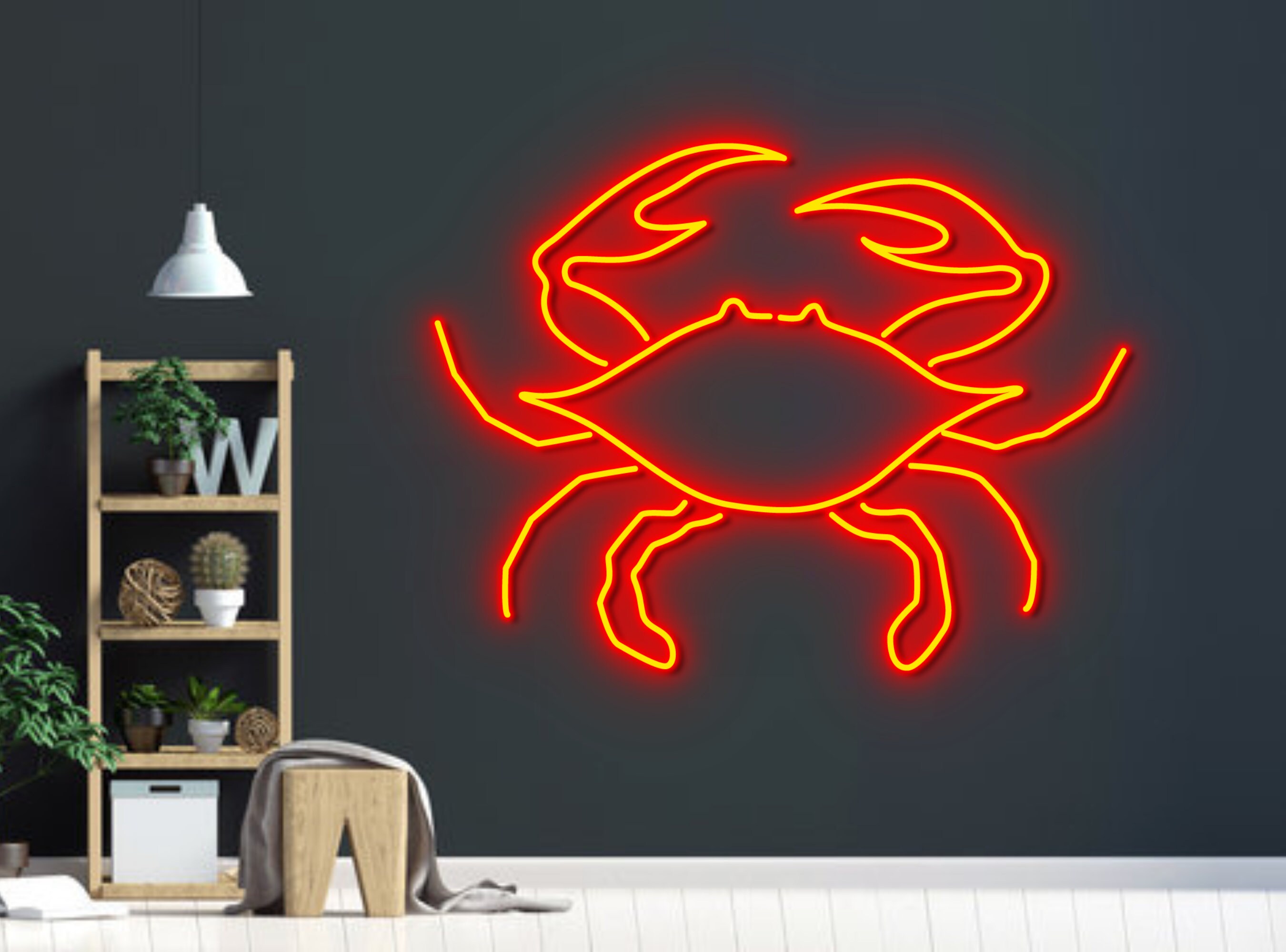 Crab Seafood Open House Restaurant Neon Sign Beach Kitchen Decor