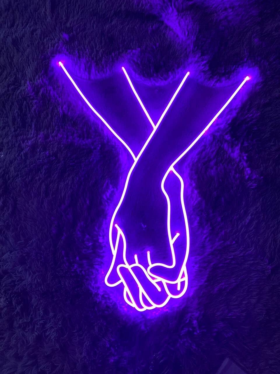 Hand In Hand Neon Sign Couple Wedding Long-lasting Decor