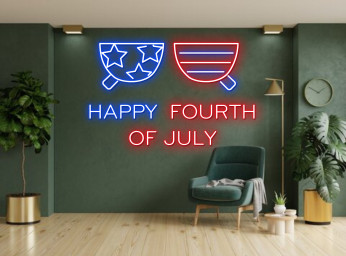 US Flag Neon Sign Independence Day Wall Decor