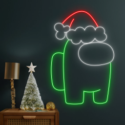 Santa Among Us Neon Sign Cartoon Game Arcade Wall Decor