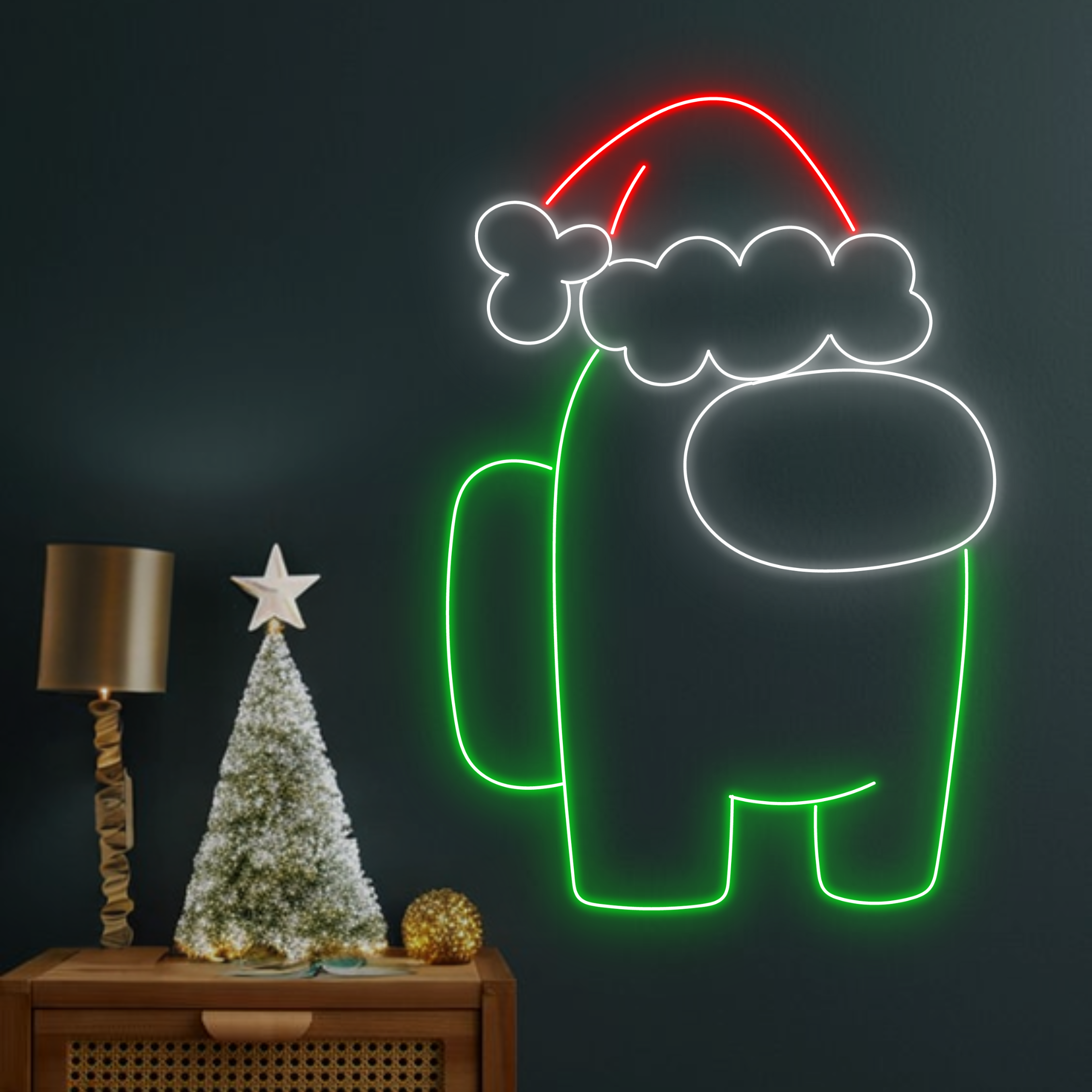 Santa Among Us Neon Sign Cartoon Game Arcade Wall Decor