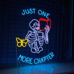 Skeleton Reading Book Led Just One More Chapter Neon Sign