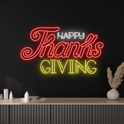 Basic Happy Thanksgiving Neon Sign