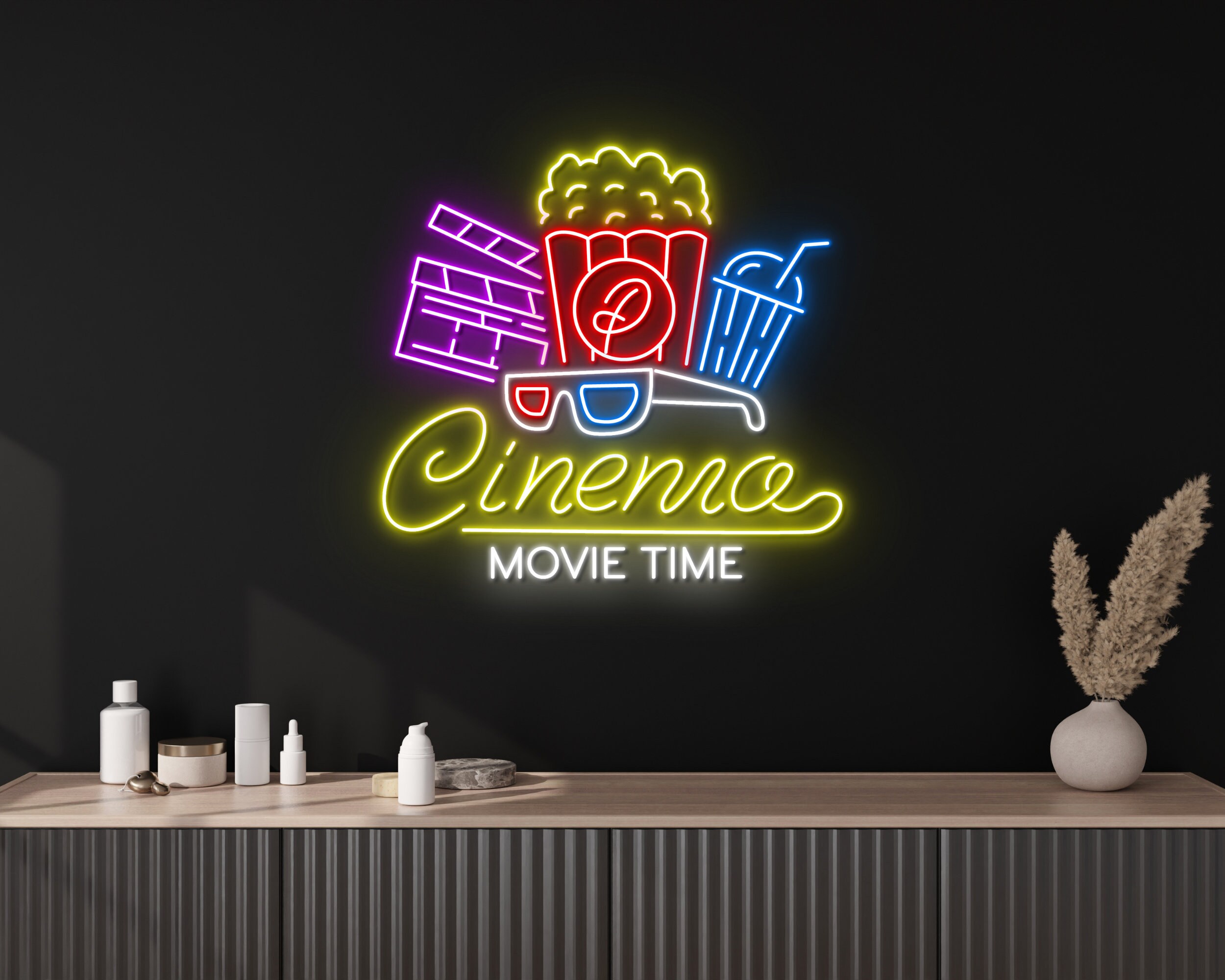 Popcorn Paper Box Neon Sign