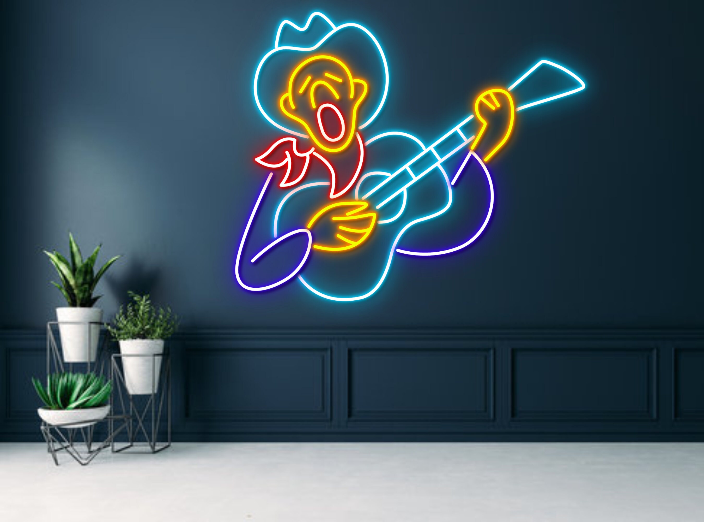 Cowboy Play Guitar Neon Sign