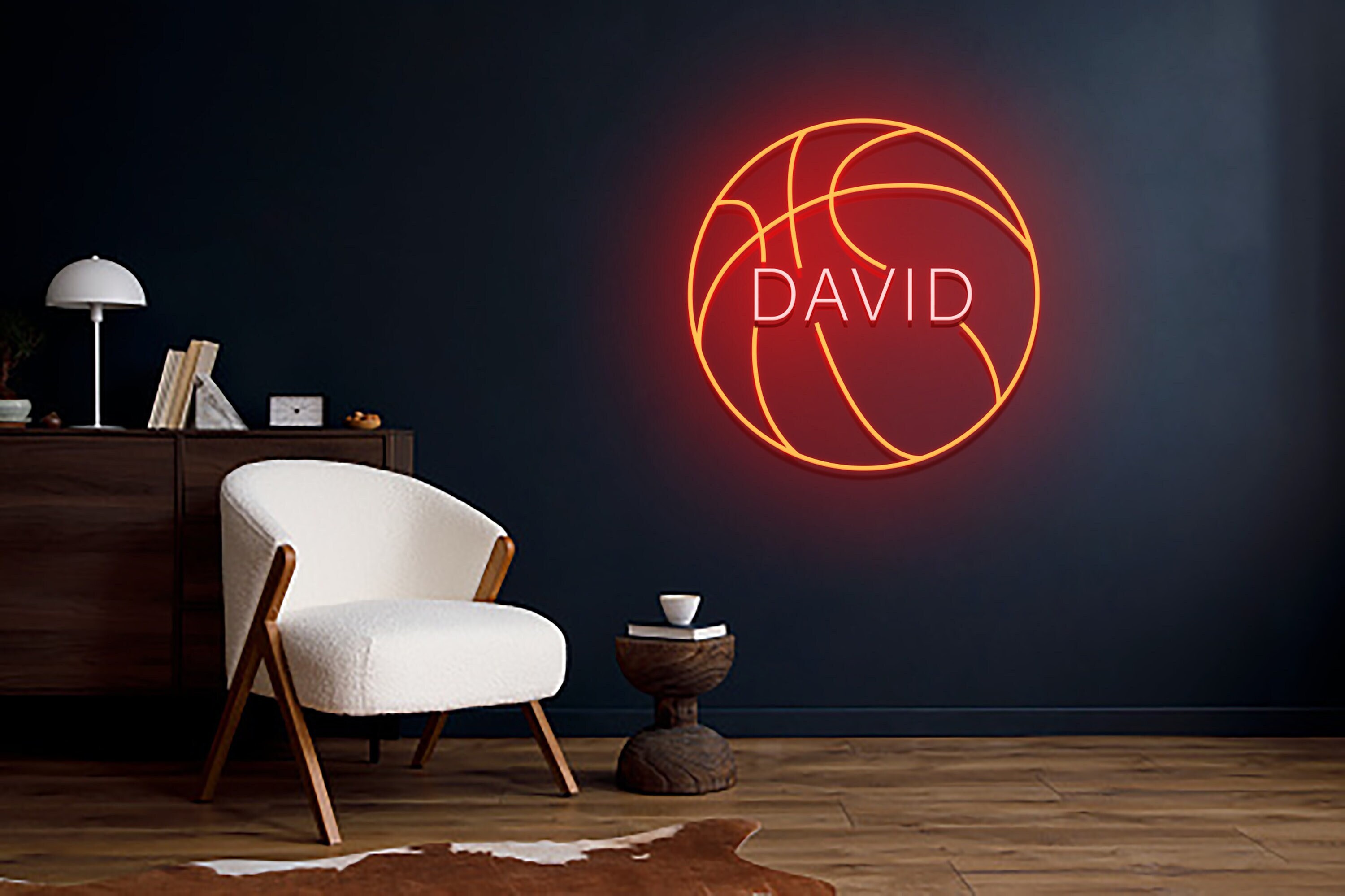 Basketball Ball Name Neon Sign