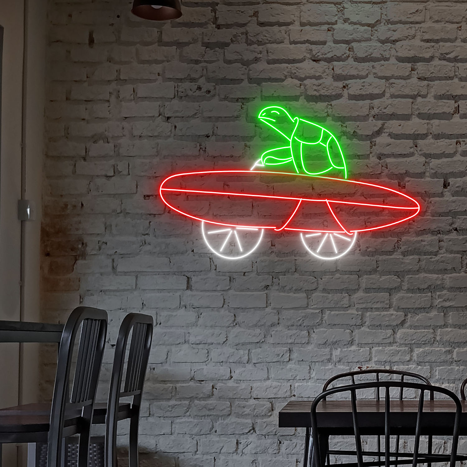 Turtle Skateboarding Neon Sign Skateboard Wall Decor