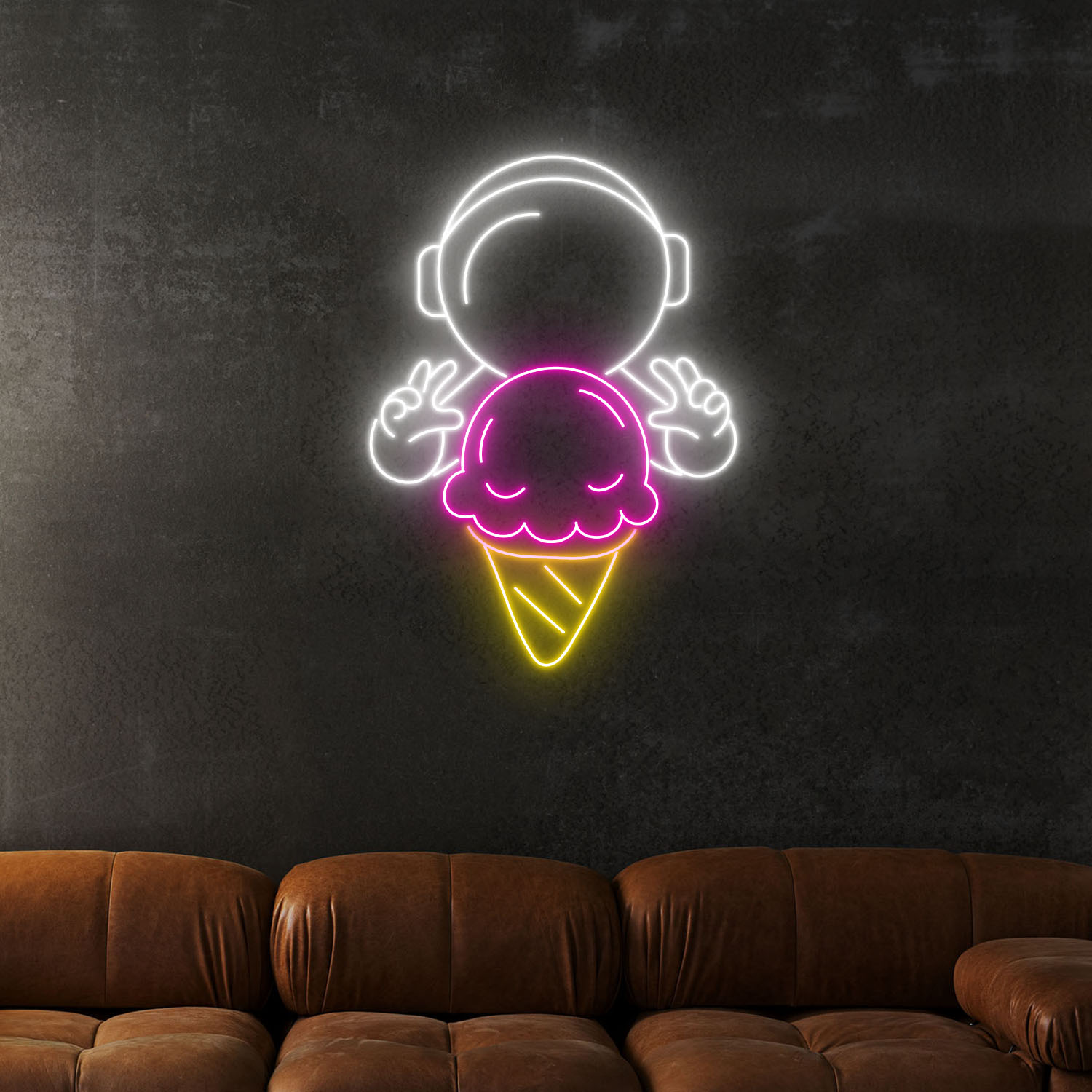 Astronaut Eating Icream Neon Sign Icream Shop Wall Decor