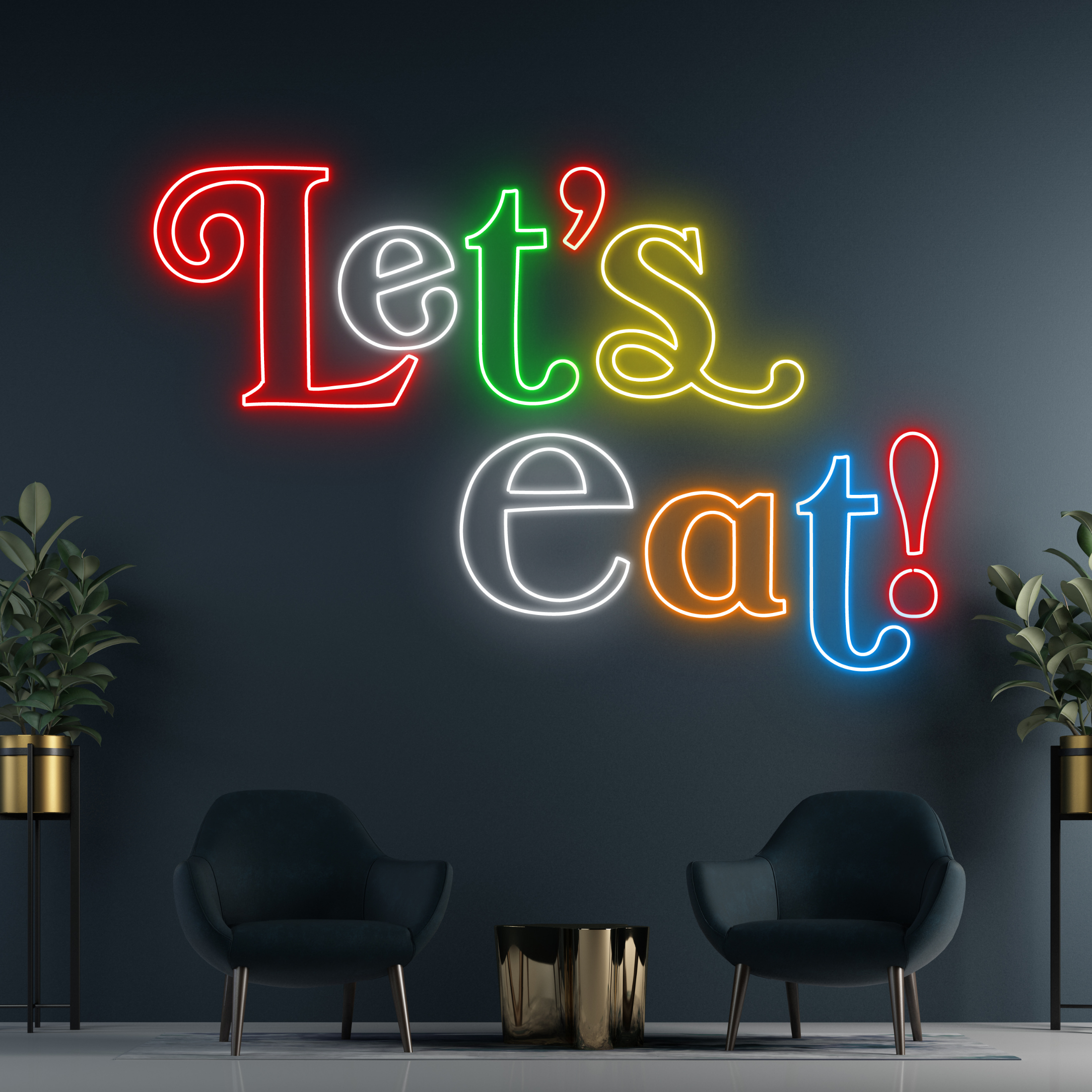 Let's Eat Neon Sign Long-lasting Lights Decor Shop Decor