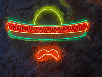 Mexican Man Hat Fiesta Sombreros Neon Sign