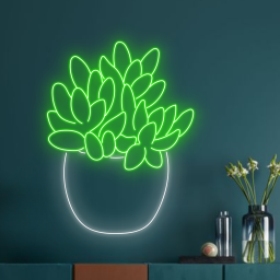 Succulent Echeveria Neon Signs Plan Flower Shop Wall Decor