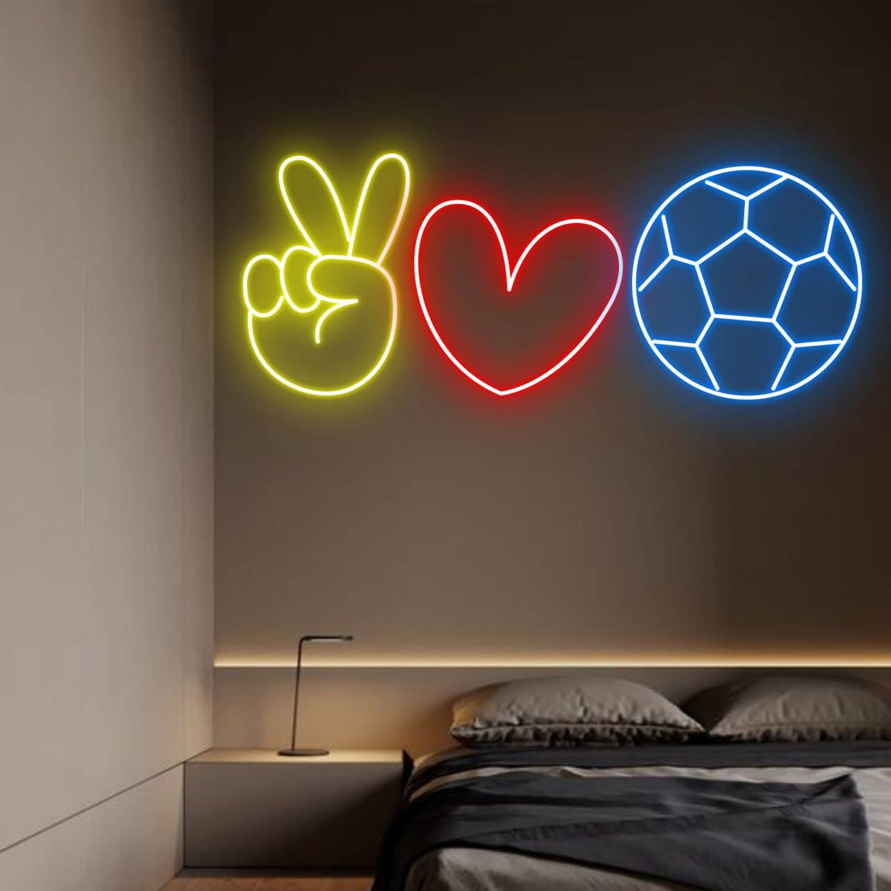 Love Soccer Football Neon Sign Soccer Club Wall Decor