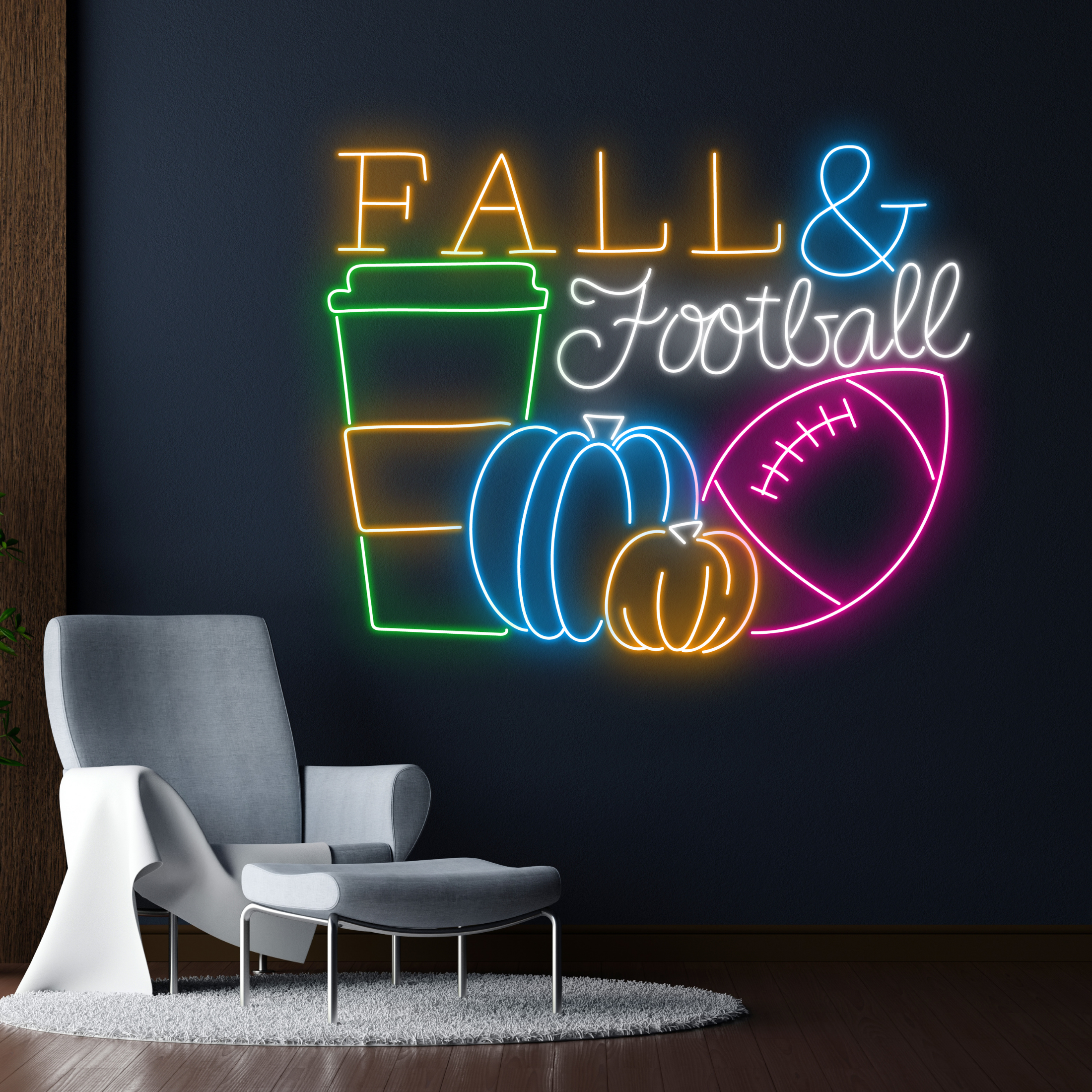 Fall and Football Neon Sign Football Club Store Wall Decor