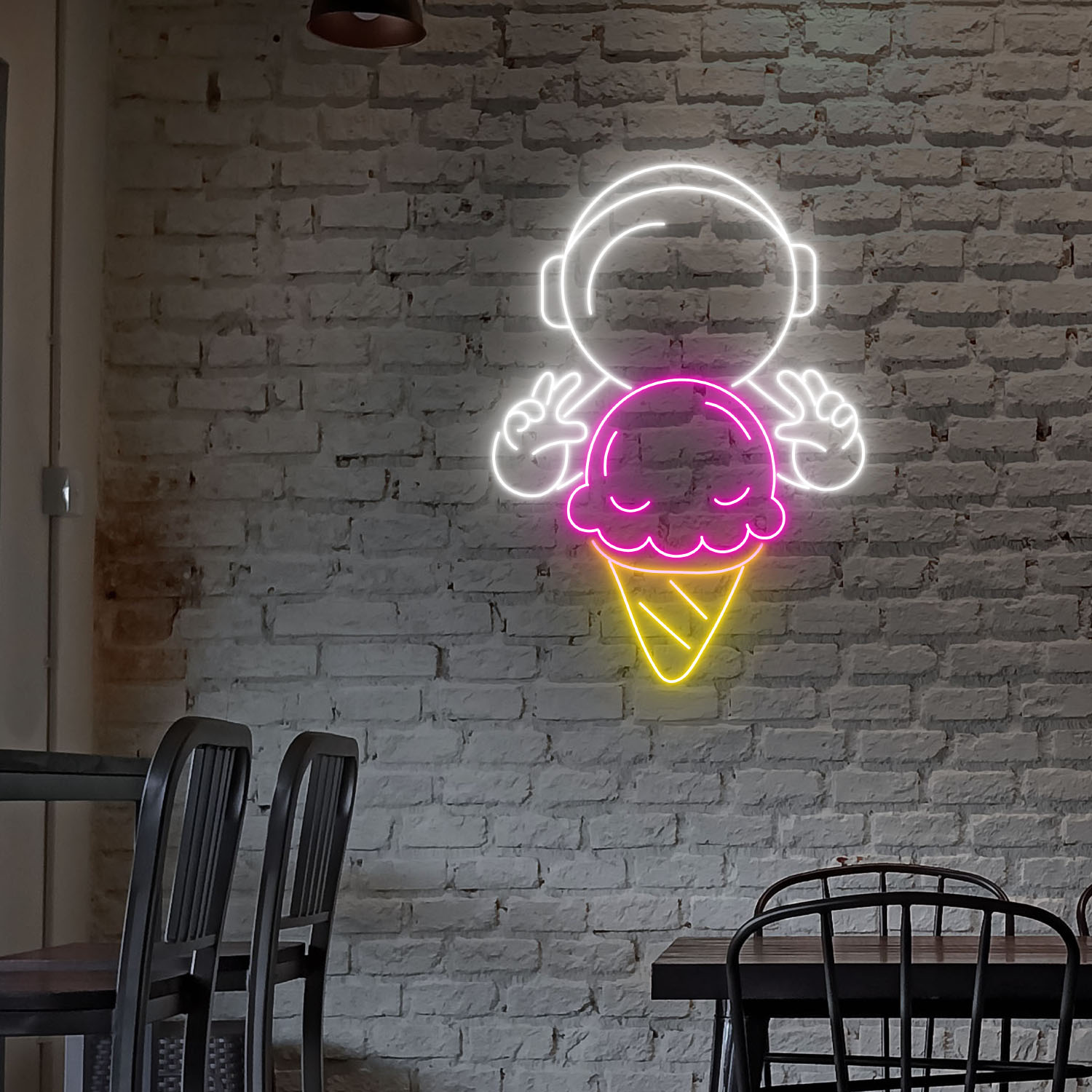 Astronaut Eating Icream Neon Sign Icream Shop Wall Decor