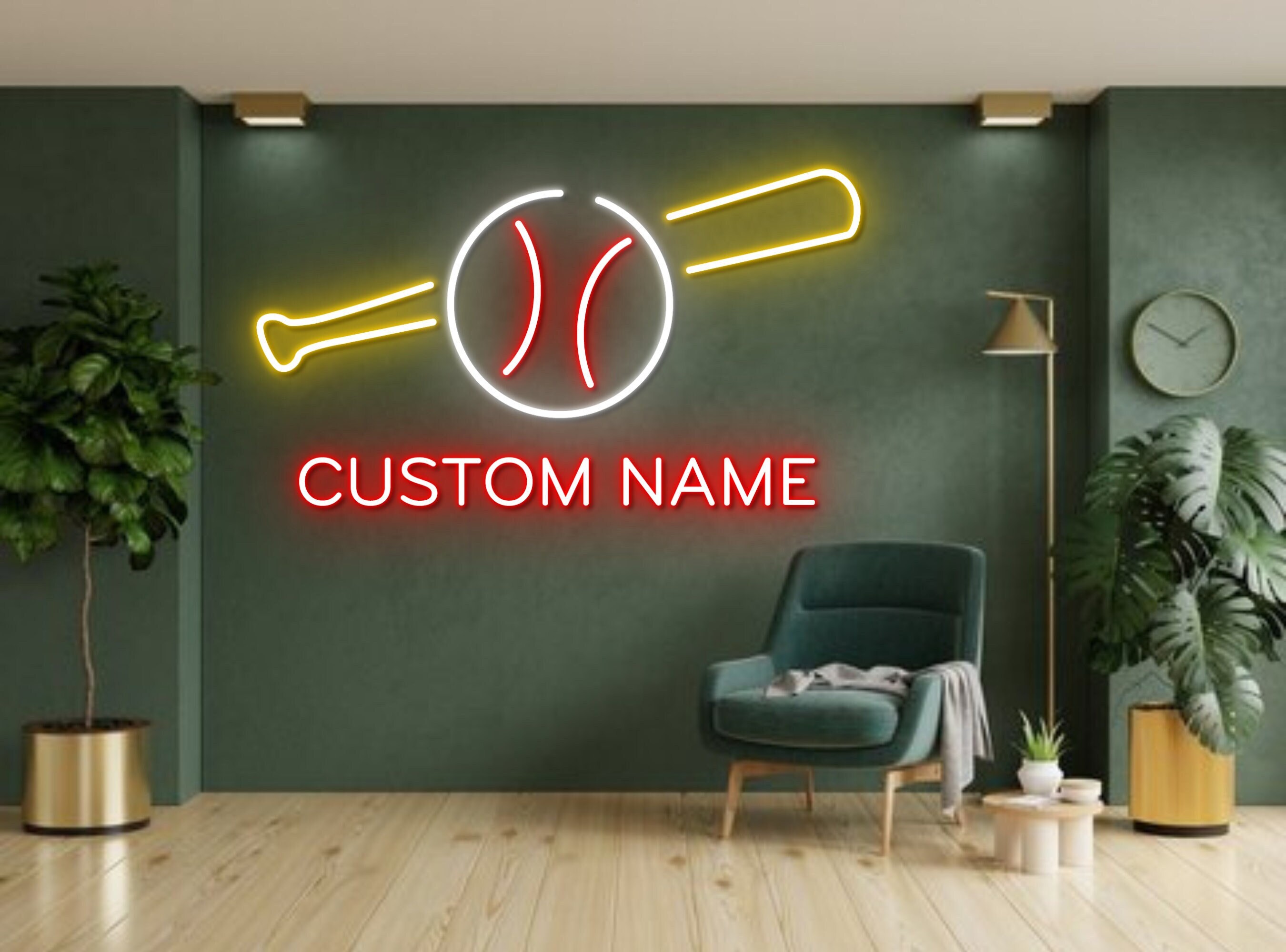 Custom Name Baseball Neon Sign Wall Art Decor