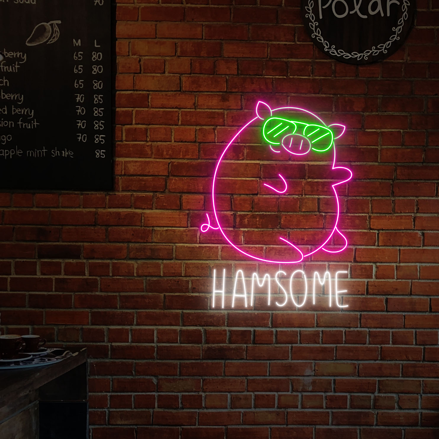 Hamsome Pig Neon Sign Funny Animal Wall Decor